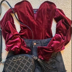 Fashion Nova The Best Part Bodysuit - wine- XS